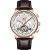 White - Rose Gold - Brown Leather